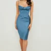 Myrna Aegean Blue Corset Midi Dress Myrna Aegean Blue Corset Midi Dress
