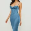 Myrna Aegean Blue Corset Midi Dress Myrna Aegean Blue Corset Midi Dress