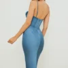 Myrna Aegean Blue Corset Midi Dress Myrna Aegean Blue Corset Midi Dress
