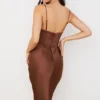 Myrna Chocolate Satin Corset Slip Dress Myrna Chocolate Satin Corset Slip Dress