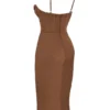 Myrna Chocolate Satin Corset Slip Dress Myrna Chocolate Satin Corset Slip Dress