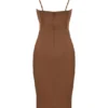 Myrna Chocolate Satin Corset Slip Dress Myrna Chocolate Satin Corset Slip Dress