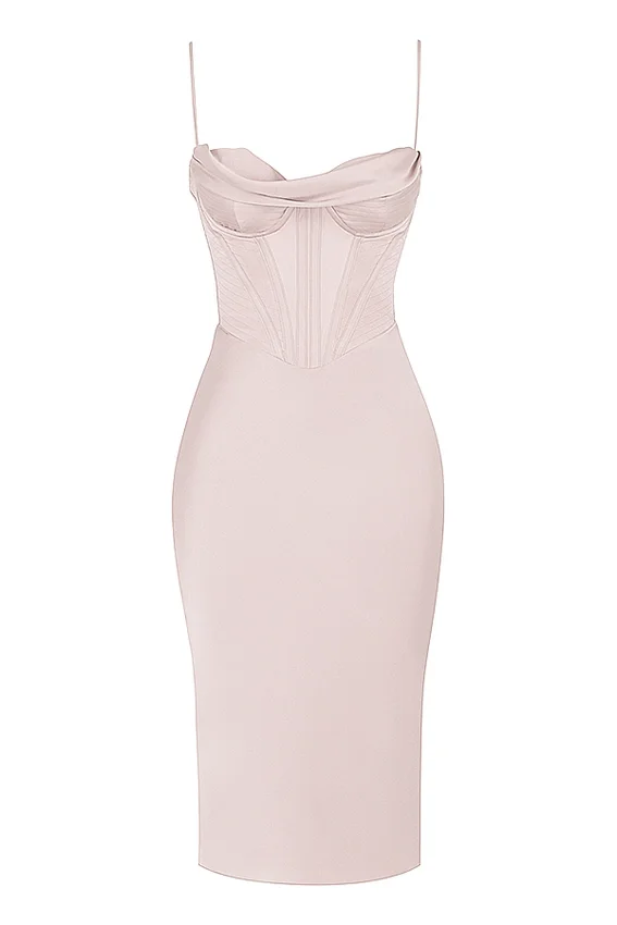 Myrna Crystal Satin Corset Midi Dress Myrna Crystal Satin Corset Midi Dress