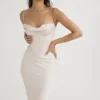 Myrna Crystal Satin Corset Midi Dress Myrna Crystal Satin Corset Midi Dress