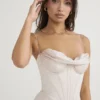 Myrna Crystal Satin Corset Midi Dress Myrna Crystal Satin Corset Midi Dress