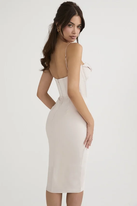 Myrna Crystal Satin Corset Midi Dress Myrna Crystal Satin Corset Midi Dress