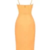 Myrna Tangerine Satin Corset Midi Dress Myrna Tangerine Satin Corset Midi Dress