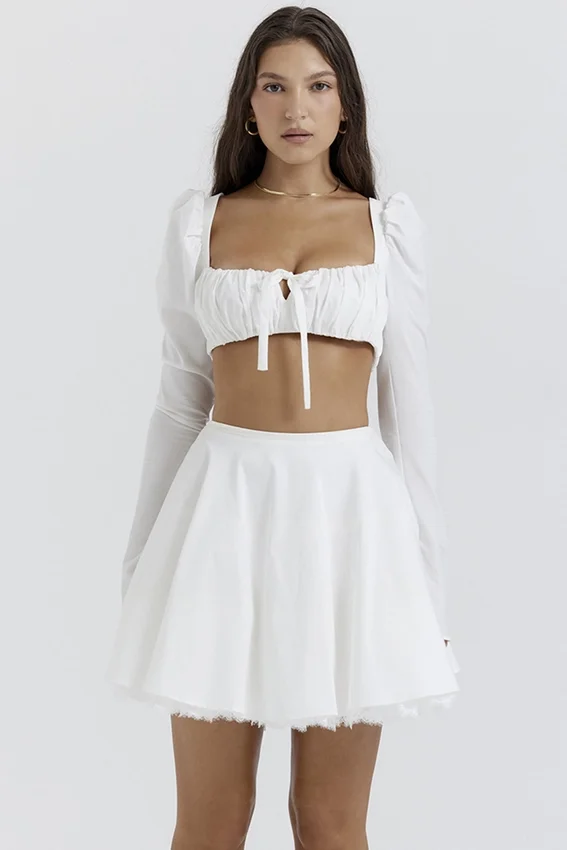 Nahla White Bow Mini Skirt Nahla White Bow Mini Skirt