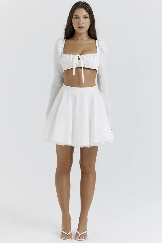 Nahla White Bow Mini Skirt Nahla White Bow Mini Skirt