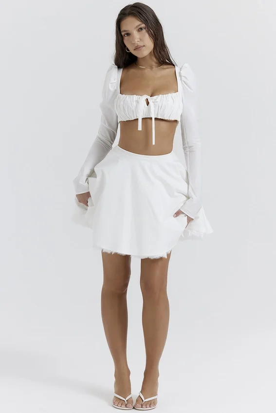 Nahla White Bow Mini Skirt Nahla White Bow Mini Skirt