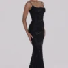 Naima Black Hand Beaded Embellished Corset Maxi Dress – Limited Edition