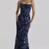 Naima Navy Hand Beaded Embellished Corset Maxi Dress Naima Navy Hand Beaded Embellished Corset Maxi Dress