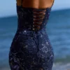 Naima Navy Hand Beaded Embellished Corset Maxi Dress Naima Navy Hand Beaded Embellished Corset Maxi Dress