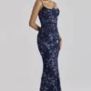 Naima Navy Hand Beaded Embellished Corset Maxi Dress Naima Navy Hand Beaded Embellished Corset Maxi Dress