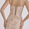 Naima Peach Hand Beaded Embellished Corset Maxi Dress – Limited Edition