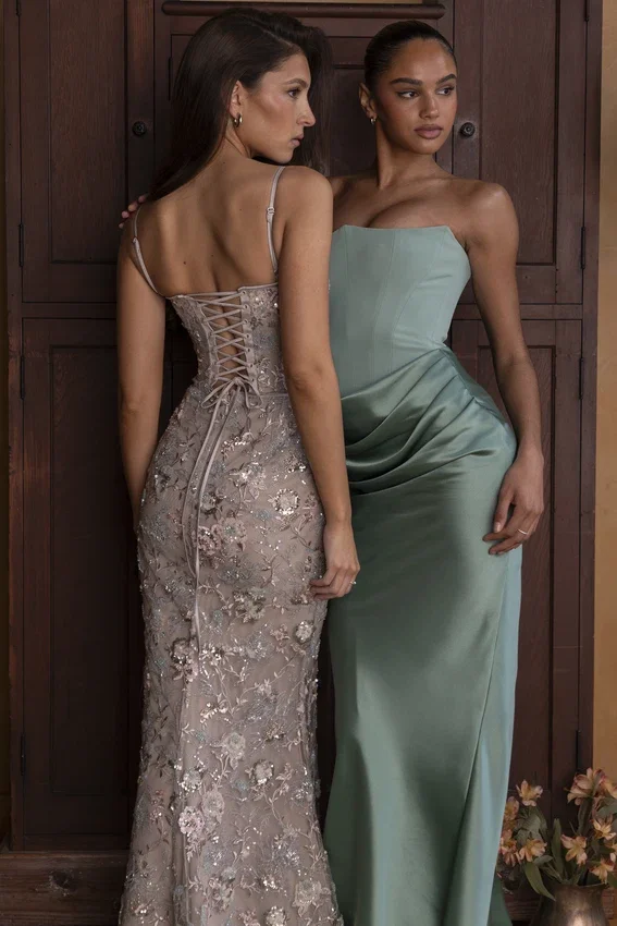 Naima Silver Embellished Beaded Corset Maxi Dress Naima Silver Embellished Beaded Corset Maxi Dress