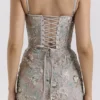 Naima Silver Embellished Beaded Corset Maxi Dress Naima Silver Embellished Beaded Corset Maxi Dress