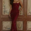 Naima Wine Hand Beaded Embellished Corset Maxi Dress – Limited Edition