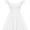 Nala White Cotton Gathered Mini Dress Nala White Cotton Gathered Mini Dress