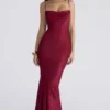 Nalani Deep Red Devoré Satin Maxi Gown – Limited Edition Nalani Deep Red Devoré Satin Maxi Gown – Limited Edition