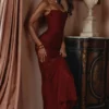 Nalani Deep Red Devoré Satin Maxi Gown – Limited Edition Nalani Deep Red Devoré Satin Maxi Gown – Limited Edition