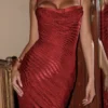 Nalani Deep Red Devoré Satin Maxi Gown – Limited Edition Nalani Deep Red Devoré Satin Maxi Gown – Limited Edition