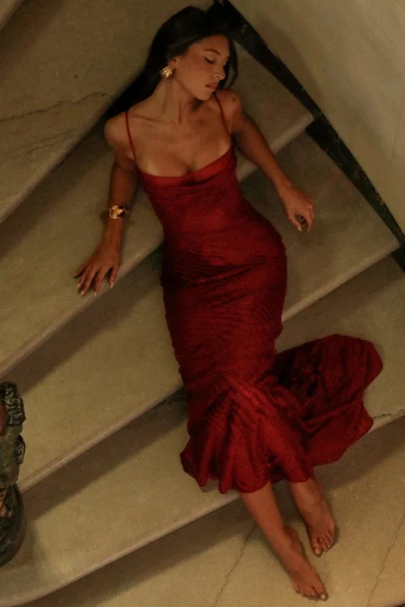 Nalani Deep Red Devoré Satin Maxi Gown – Limited Edition Nalani Deep Red Devoré Satin Maxi Gown – Limited Edition