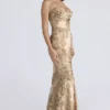 Nalani Gold Patterned Satin Maxi Dress – Limited Edition
