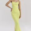 Nalini Acid Lime Corset Maxi Dress Nalini Acid Lime Corset Maxi Dress