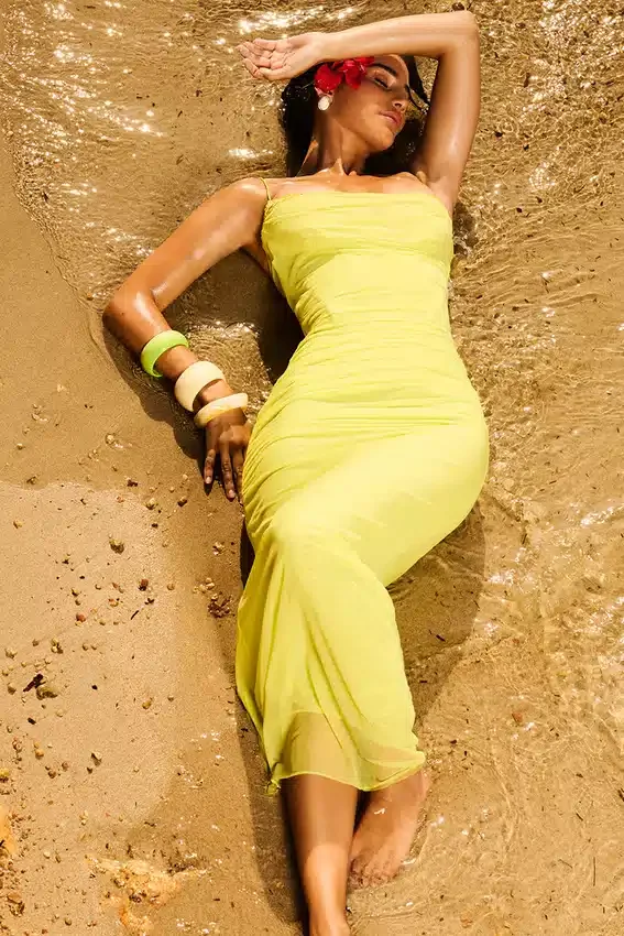 Nalini Acid Lime Corset Maxi Dress Nalini Acid Lime Corset Maxi Dress