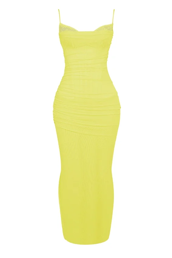 Nalini Acid Lime Corset Maxi Dress Nalini Acid Lime Corset Maxi Dress