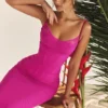 Nalini Fuchsia Stretch Mesh Maxi Dress Nalini Fuchsia Stretch Mesh Maxi Dress