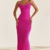 Nalini Fuchsia Stretch Mesh Maxi Dress Nalini Fuchsia Stretch Mesh Maxi Dress