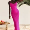 Nalini Fuchsia Stretch Mesh Maxi Dress Nalini Fuchsia Stretch Mesh Maxi Dress