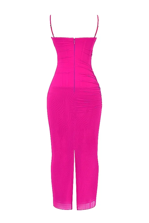 Nalini Fuchsia Stretch Mesh Maxi Dress Nalini Fuchsia Stretch Mesh Maxi Dress