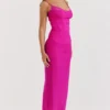 Nalini Fuchsia Stretch Mesh Maxi Dress Nalini Fuchsia Stretch Mesh Maxi Dress