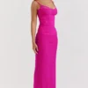 Nalini Fuchsia Stretch Mesh Maxi Dress Nalini Fuchsia Stretch Mesh Maxi Dress