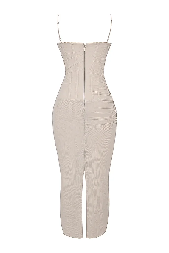 Nalini Sand Stretch Mesh Maxi Dress Nalini Sand Stretch Mesh Maxi Dress