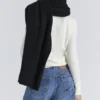 Nara Black Wool Oversized Textured Scarf Nara Black Wool Oversized Textured Scarf