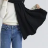 Nara Black Wool Oversized Textured Scarf Nara Black Wool Oversized Textured Scarf