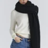 Nara Black Wool Oversized Textured Scarf Nara Black Wool Oversized Textured Scarf