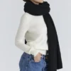 Nara Black Wool Oversized Textured Scarf Nara Black Wool Oversized Textured Scarf