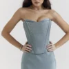 Nastassia Cool Blue Embellished Satin Corset Nastassia Cool Blue Embellished Satin Corset