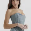 Nastassia Cool Blue Embellished Satin Corset Nastassia Cool Blue Embellished Satin Corset