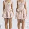 Natassia Pink Meadow Print Cotton Mini Dress Natassia Pink Meadow Print Cotton Mini Dress