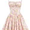 Natassia Pink Meadow Print Cotton Mini Dress Natassia Pink Meadow Print Cotton Mini Dress