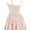 Natassia Pink Meadow Print Cotton Mini Dress Natassia Pink Meadow Print Cotton Mini Dress