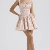 Natassia Pink Meadow Print Cotton Mini Dress Natassia Pink Meadow Print Cotton Mini Dress