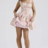 Natassia Pink Meadow Print Cotton Mini Dress Natassia Pink Meadow Print Cotton Mini Dress