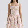 Natassia Pink Meadow Print Cotton Mini Dress Natassia Pink Meadow Print Cotton Mini Dress
